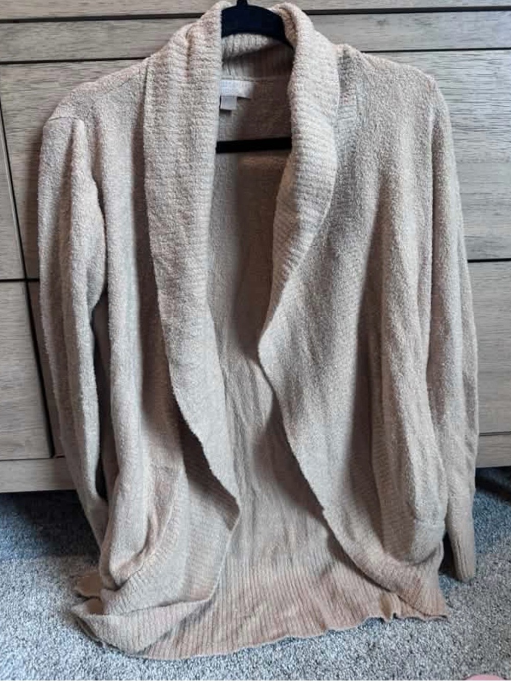Barefoot Dreams Cream Open-Front Shawl Collar Cardigan